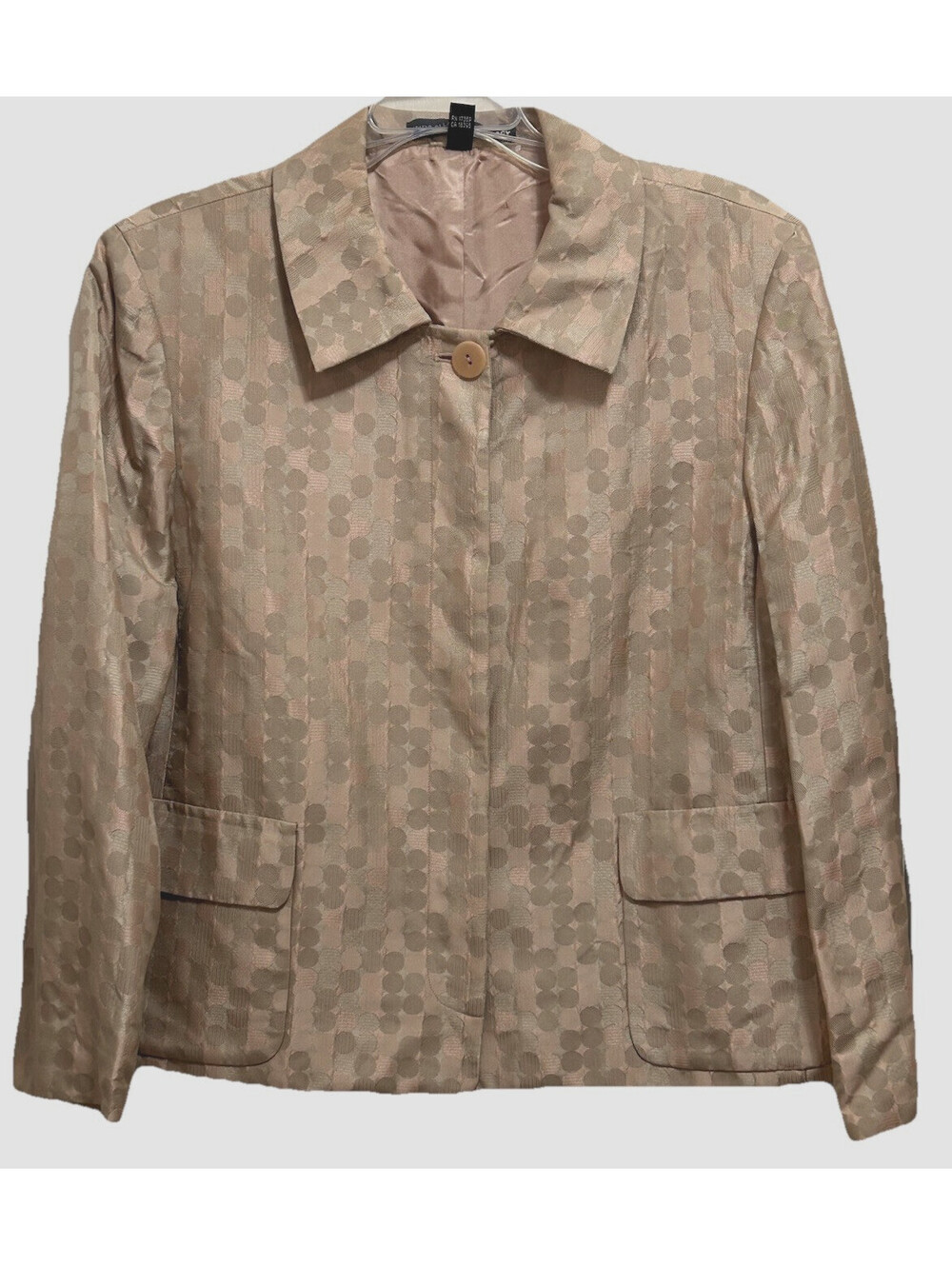 Linda Allard Size 16 Silk Petal Peach Button Down Blazer Pockets Party Wedding